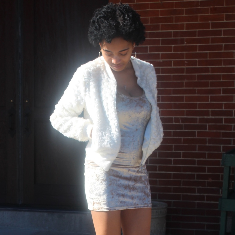 Faux fur bomber jacket
